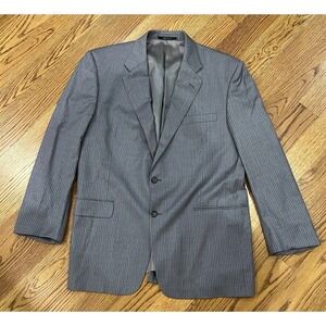 Hickey Freeman Blazer 44 Reg Gray Striped 100% Wool USA Made Mens Blazer (A102)